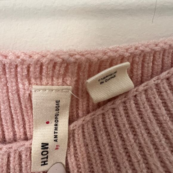 Anthropologie MOTH Off the Shoulder Boat Neck Light Pink Sweater Size XS - Picture 5 of 16
